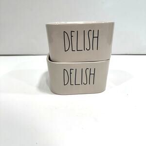 Rae Dunn Artisan Collection Delish Square Bowls Containers x2 Set Pair